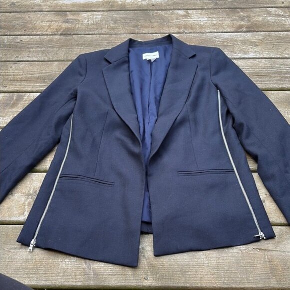 Club Monaco Navy wool blend Blazer with Zipper Detail size 8 - Picture 1 of 6
